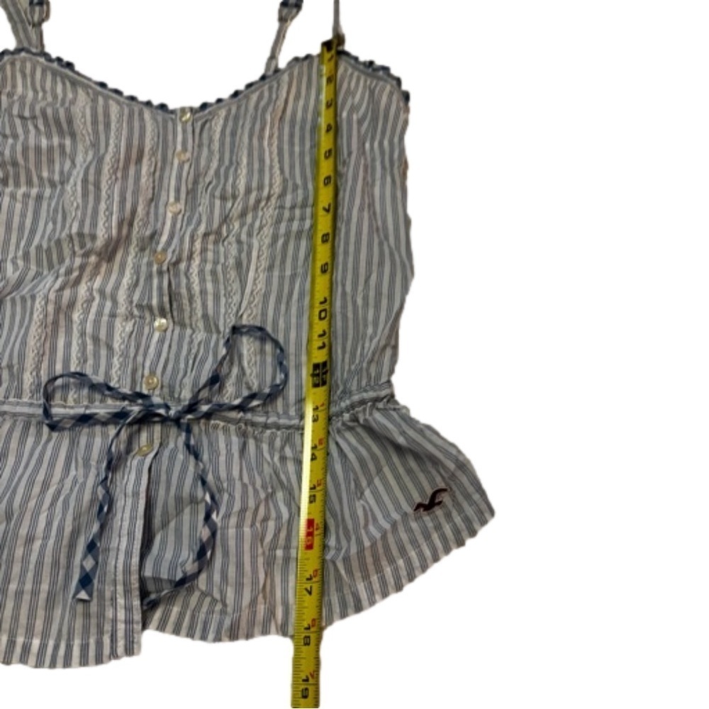 Hollister Blue and White Striped Camisole Tank Top Size M Adjustable Straps Tie - Picture 14 of 17